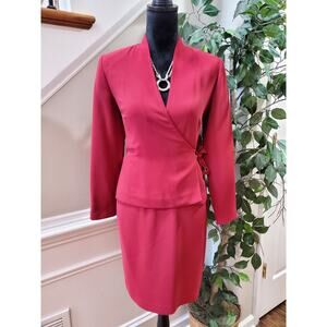 Spenser Jeremy Petites Women's Red V-Neck Long Sleeve Knee Length Dress Size 4